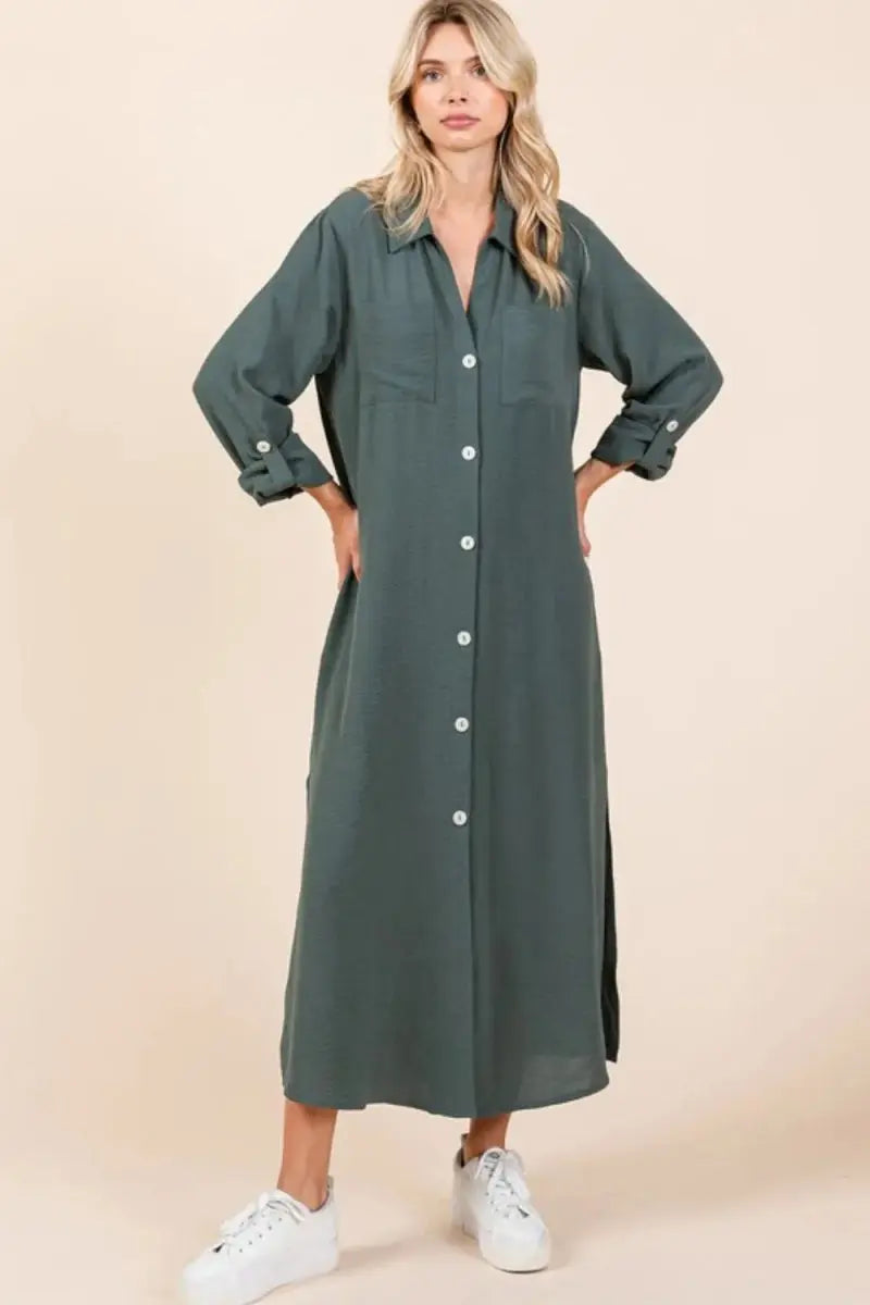 Mittoshop Airflow V-Neck Long Sleeve Maxi Dress for Women - Love Salve